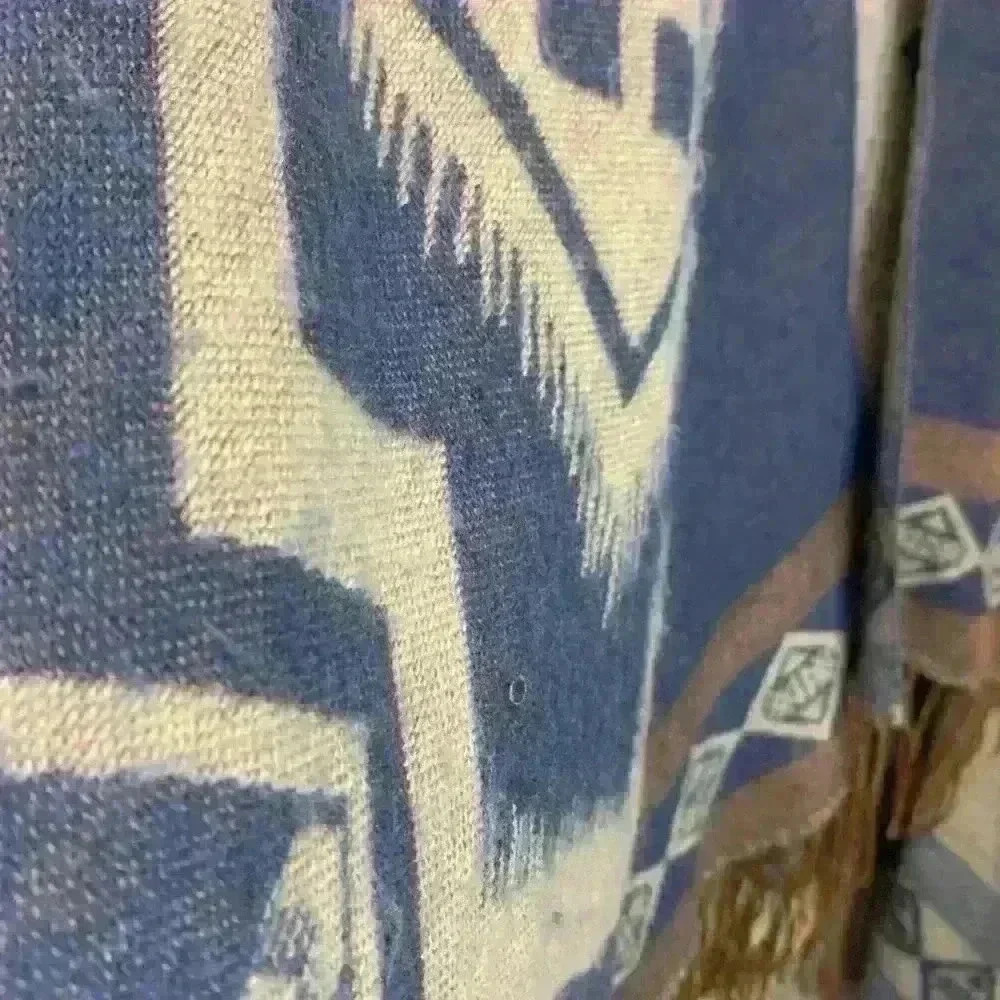 Mudd blue and tan Aztec shawl one size western cowgirlcore cowgirl * shedding - Picture 6 of 9